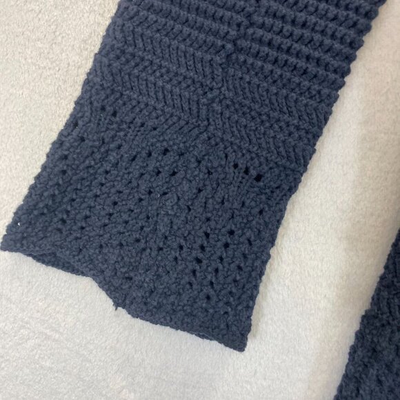 J. Jill Womens Open Knit Crochet Sweater Women's Small Blue Lace Up Oversized - Picture 6 of 12